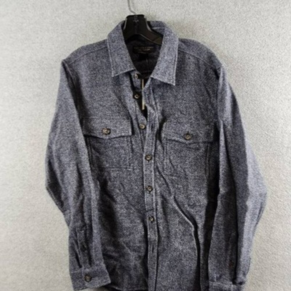 The Men's Store at Bloomingdale's Wool Button Front Overshirt S Deep Blue L/S